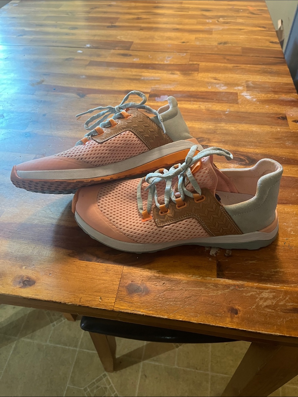 OluKai Peach Pink and Tan Athletic Lace-Up Sneakers